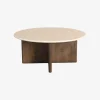 Mesa de centro de madera de mango y mármol Kioto Ø90x38cm