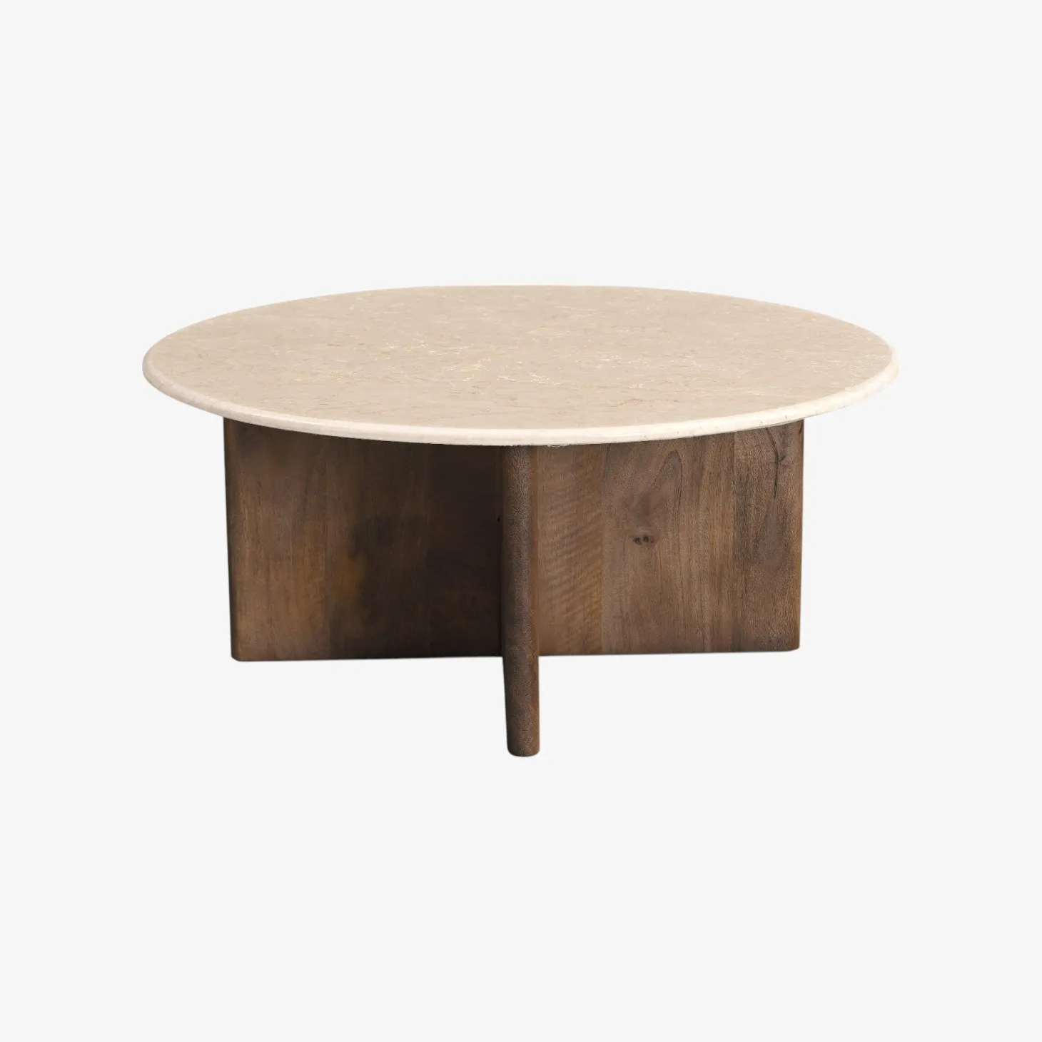 Mesa de centro de madera de mango y mármol Kioto Ø90x38cm