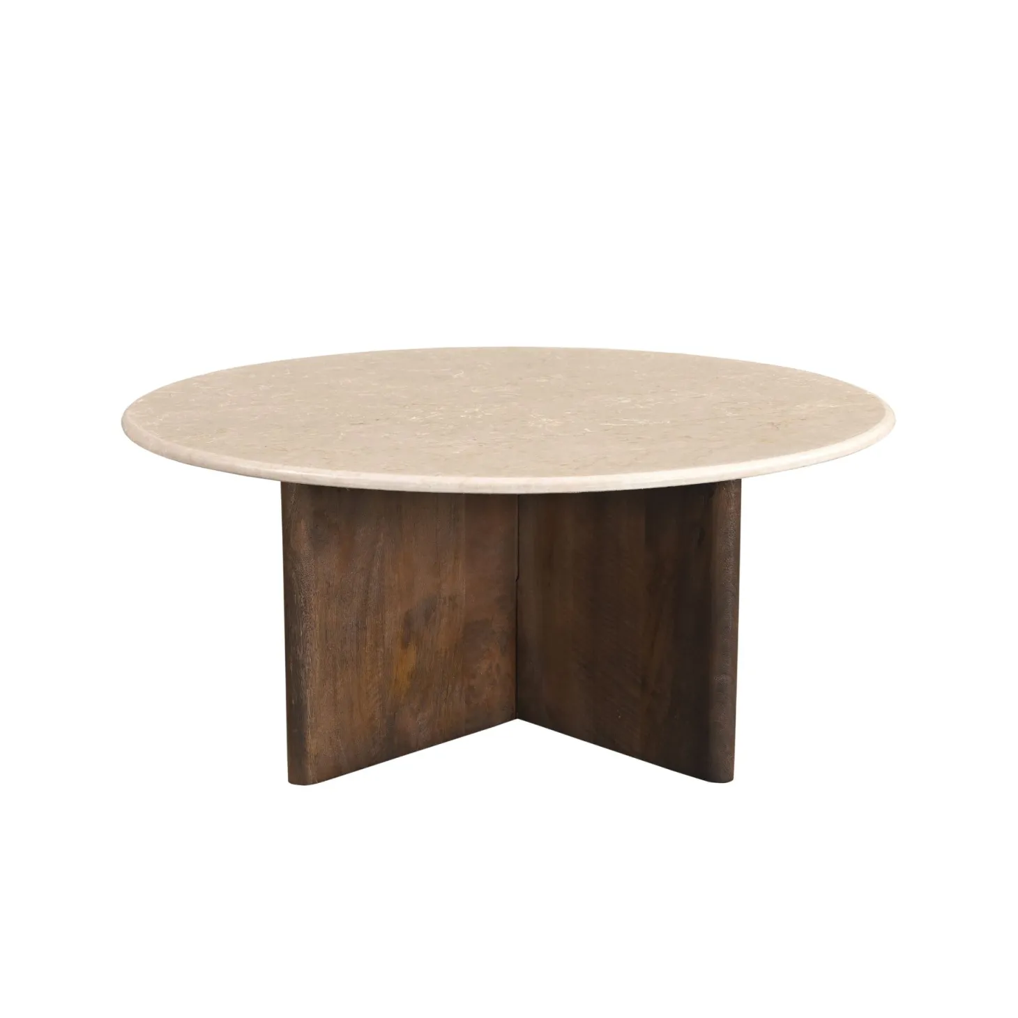 Mesa de centro de madera de mango y mármol Kioto Ø90x38cm