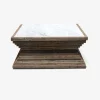 Mesa de centro de madera de olmo reciclada Pisco 100x100x45cm