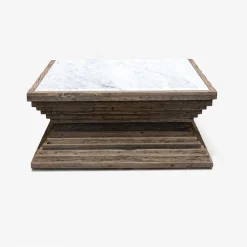 Mesa de centro de madera de olmo reciclada Pisco 100x100x45cm