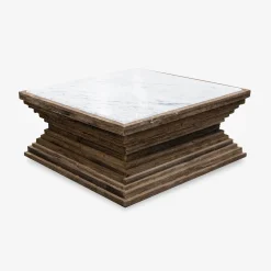Mesa de centro de madera de olmo reciclada Pisco 100x100x45cm
