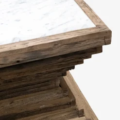 Mesa de centro de madera de olmo reciclada Pisco 100x100x45cm