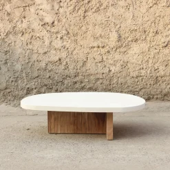 Mesa de centro de microcemento y madera de acacia Balin 105x60x30cm Clau&Chloe