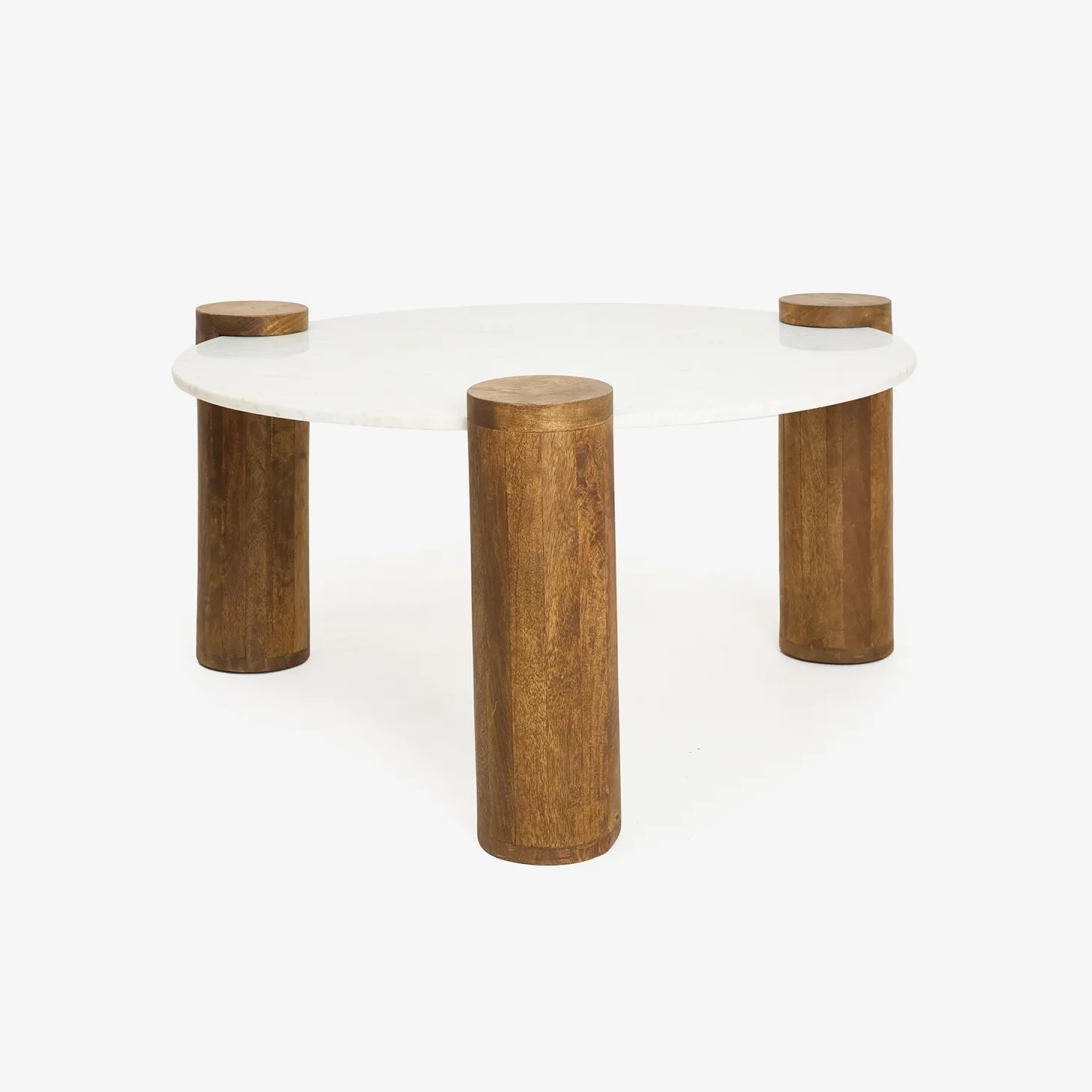 Mesa de centro de mármol y madera Houston Ø90x45 Clau&Chloe