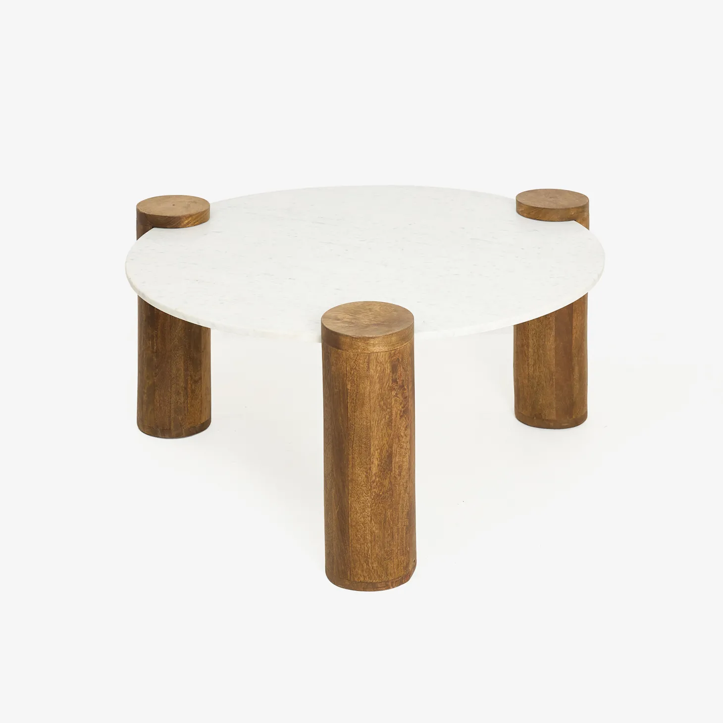 Mesa de centro de mármol y madera Houston Ø90x45 Clau&Chloe