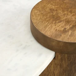 Mesa de centro de mármol y madera Houston Ø90x45 Clau&Chloe