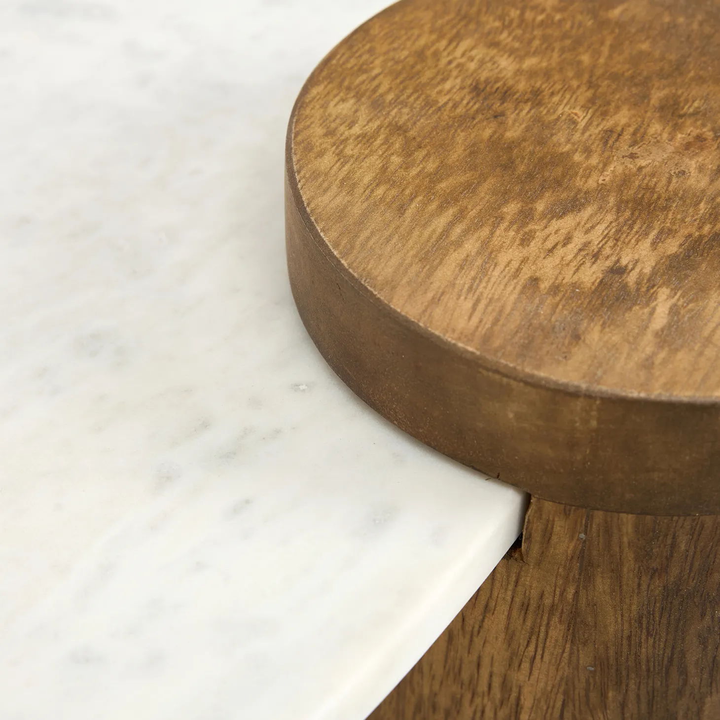 Mesa de centro de mármol y madera Houston Ø90x45 Clau&Chloe