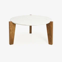 Mesa de centro de mármol y madera Berlín Ø90x45 Clau&Chloe