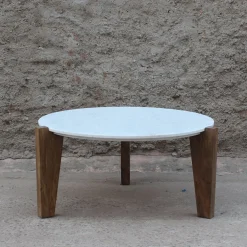 Mesa de centro de mármol y madera Berlín Ø90x45 Clau&Chloe