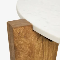 Mesa de centro de mármol y madera Berlín Ø90x45 Clau&Chloe