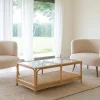 Mesa de centro de ratán y cristal Corvo 110x60x40cm