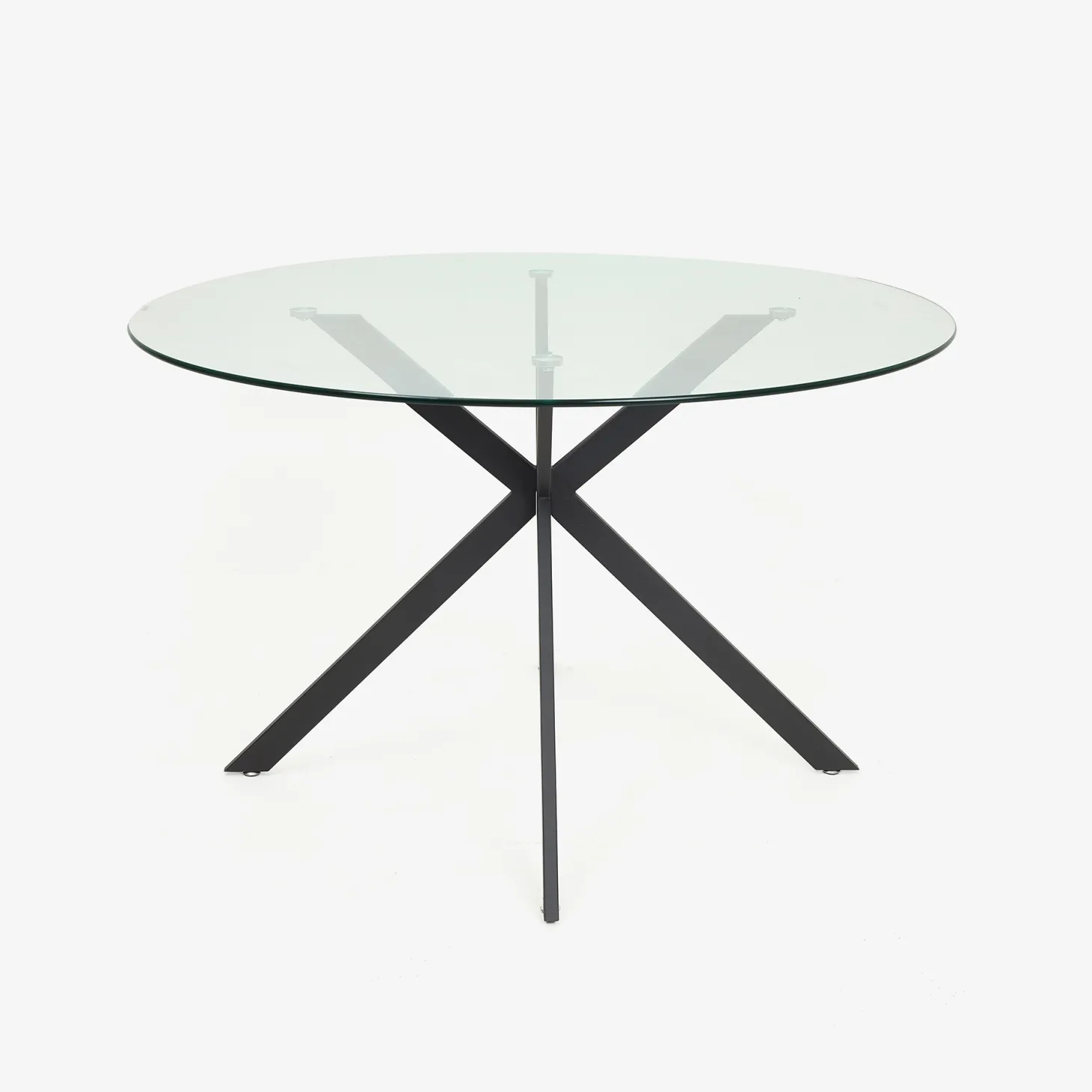 Mesa de comedor de cristal con patas de metal Fita Ø120x75cm