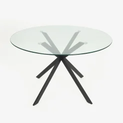 Mesa de comedor de cristal con patas de metal Fita Ø120x75cm