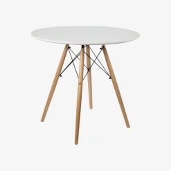 Mesa de comedor de madera redonda blanca Leisure Ø80x75cm