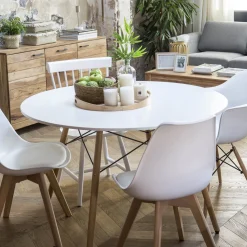 Mesa de comedor de madera blanca Leisure Ø100x75cm