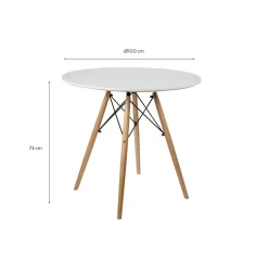 Mesa de comedor de madera blanca Leisure Ø100x75cm