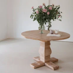 Mesa de comedor de madera de olmo Toulouse Ø120x76cm