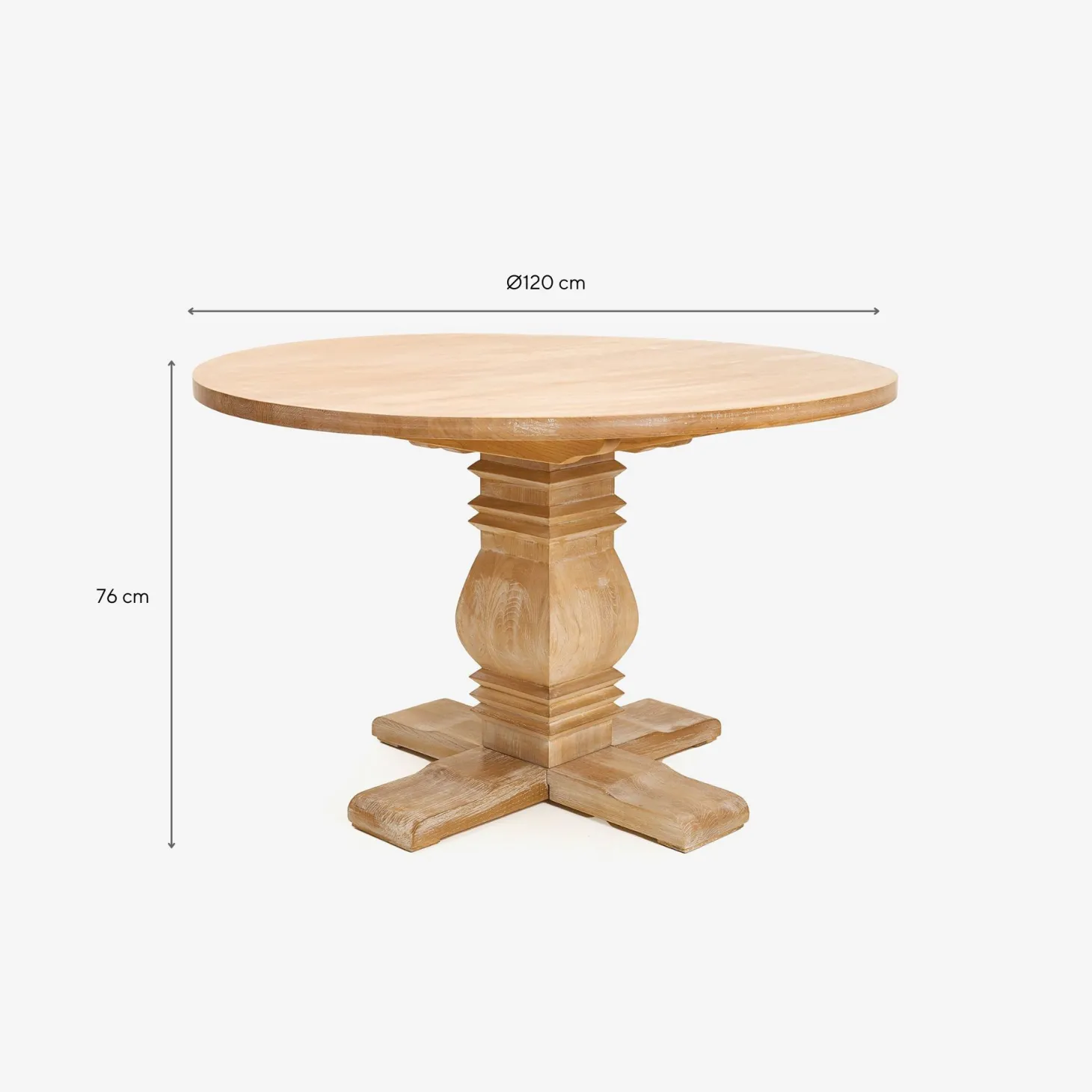 Mesa de comedor de madera de olmo Toulouse Ø120x76cm