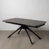 Mesa de comedor extensible de cerámica y cristal gris oscuro 180/260x90x76cm