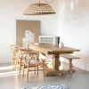 Mesa de comedor extensible de madera de olmo reciclada Toulouse 160/220x80x76cm