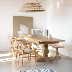 Mesa de comedor extensible de madera de olmo reciclada Toulouse 160/220x80x76cm