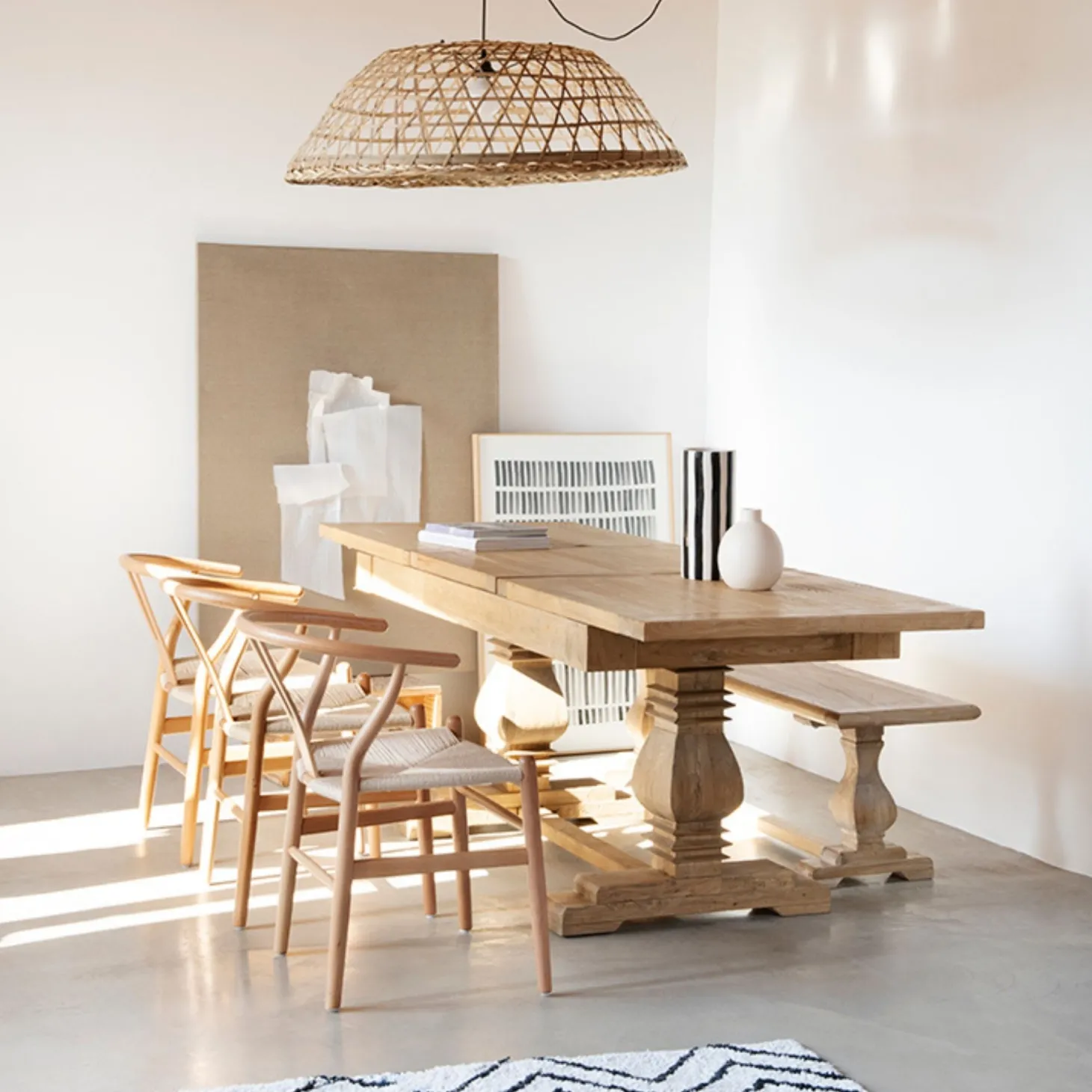 Mesa de comedor extensible de madera de olmo reciclada Toulouse 160/220x80x76cm