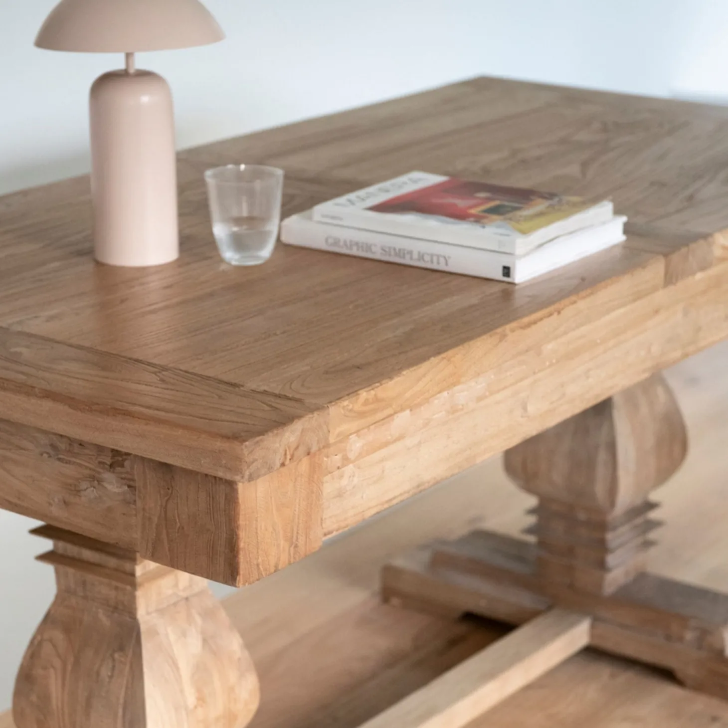 Mesa de comedor extensible de madera de olmo reciclada Toulouse 160/220x80x76cm