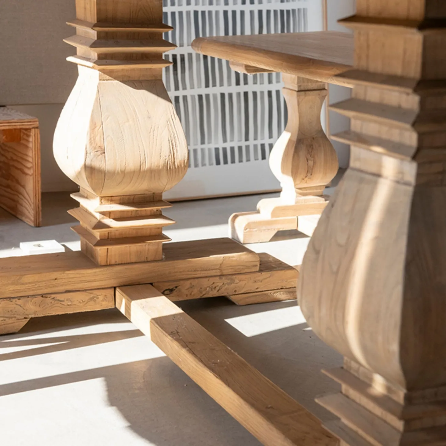 Mesa de comedor extensible de madera de olmo reciclada Toulouse 160/220x80x76cm