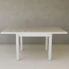 Mesa de jardín extensible de aluminio blanco con efecto madera Albir 90/180x90x76cm
