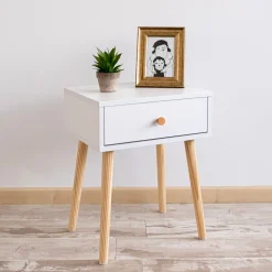 Mesita de noche de madera con 1 cajón Deva 40x30x50cm