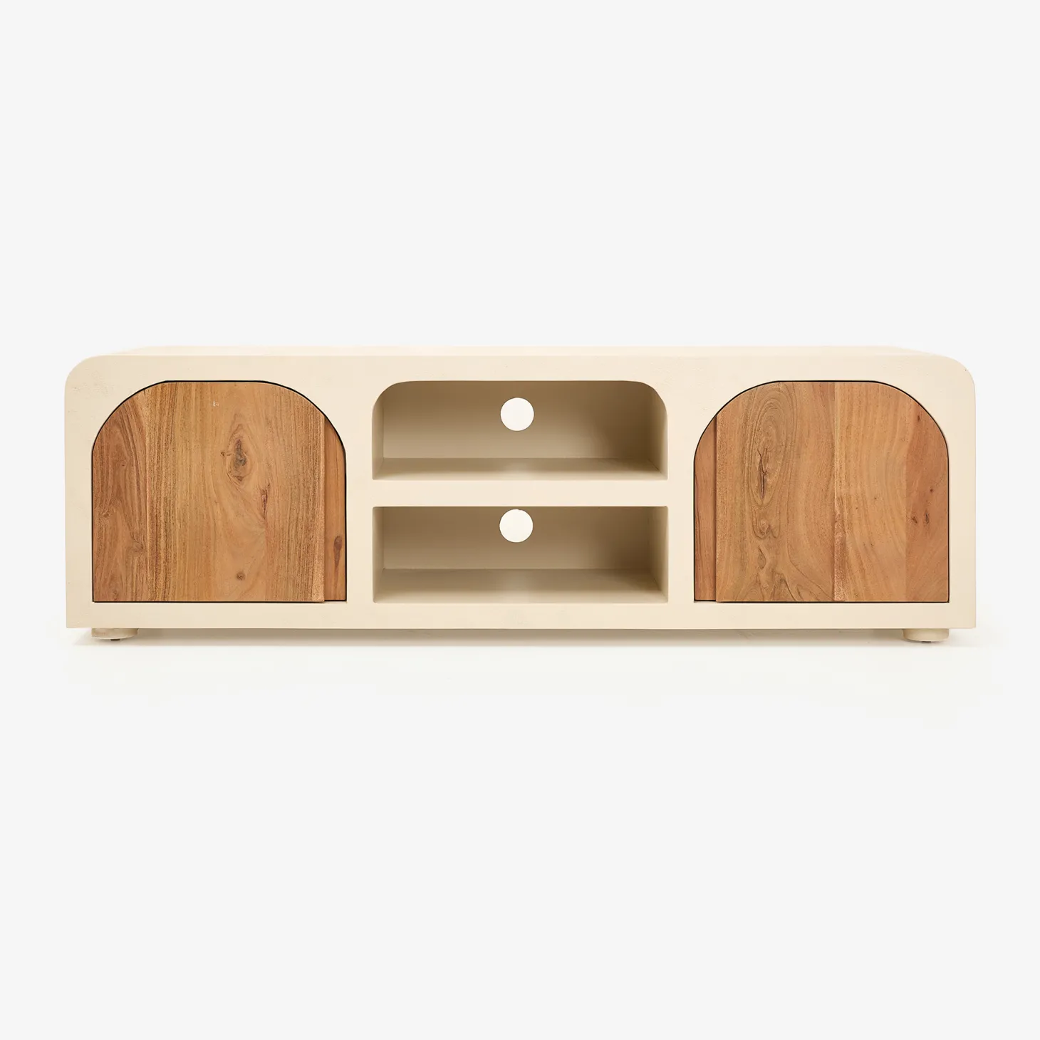 Mueble de TV de microcemento y madera de acacia Kurli 140x35x45cm Clau&Chloe