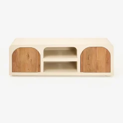 Mueble de TV de microcemento y madera de acacia Kurli 140x35x45cm Clau&Chloe