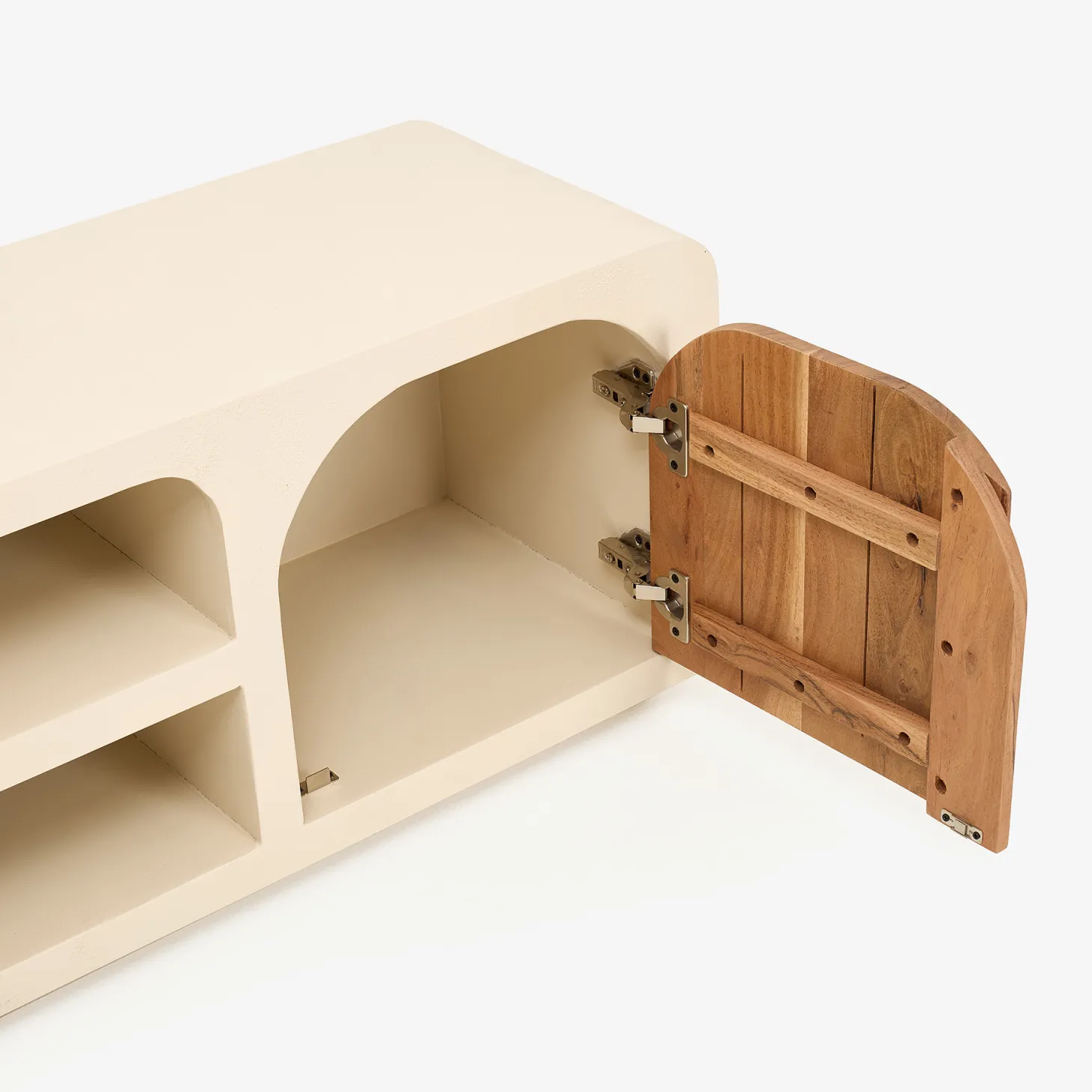 Mueble de TV de microcemento y madera de acacia Kurli 140x35x45cm Clau&Chloe