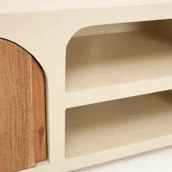 Mueble de TV de microcemento y madera de acacia Kurli 140x35x45cm Clau&Chloe