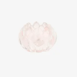 Portavelas de cristal rosa Flor Ø8x5,5cm