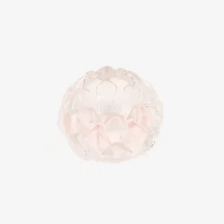 Portavelas de cristal rosa Flor Ø8x5,5cm