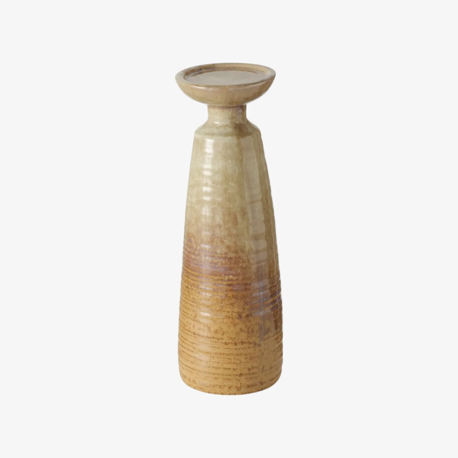 Portavelas de porcelana beige Darcy Ø10x31cm