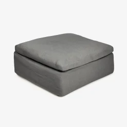 Puf de lino gris Aiden 95x95x45cm Clau&Chloe