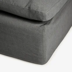 Puf de lino gris Aiden 95x95x45cm Clau&Chloe