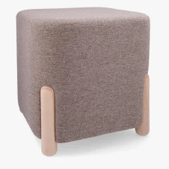 Puff cuadrado gris 34x34x38 Bambu