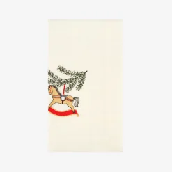 Servilleta blanca bordado Caballo balancín 45x45cm
