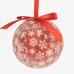 Set 7 bolas decorativas rojas copos de nieve 7,5cm