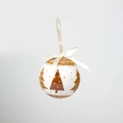 Set de 6 bolas decorativas doradas Árboles 7,5cm