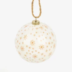 Set de 6 bolas decorativas blancas y rojas Ø7,5cm