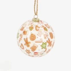 Set de 6 bolas decorativas blancas y rojas Ø7,5cm