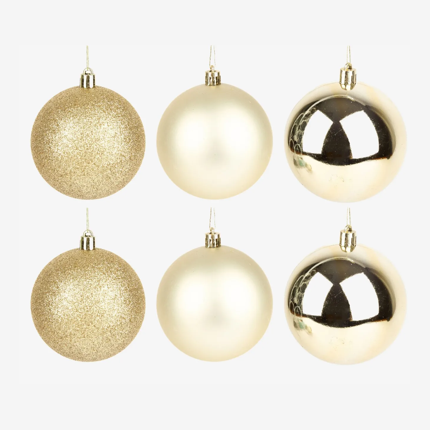 Set de 6 bolas decorativas doradas Ø8cm
