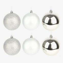 Set de 6 bolas decorativas plateadas Ø8cm