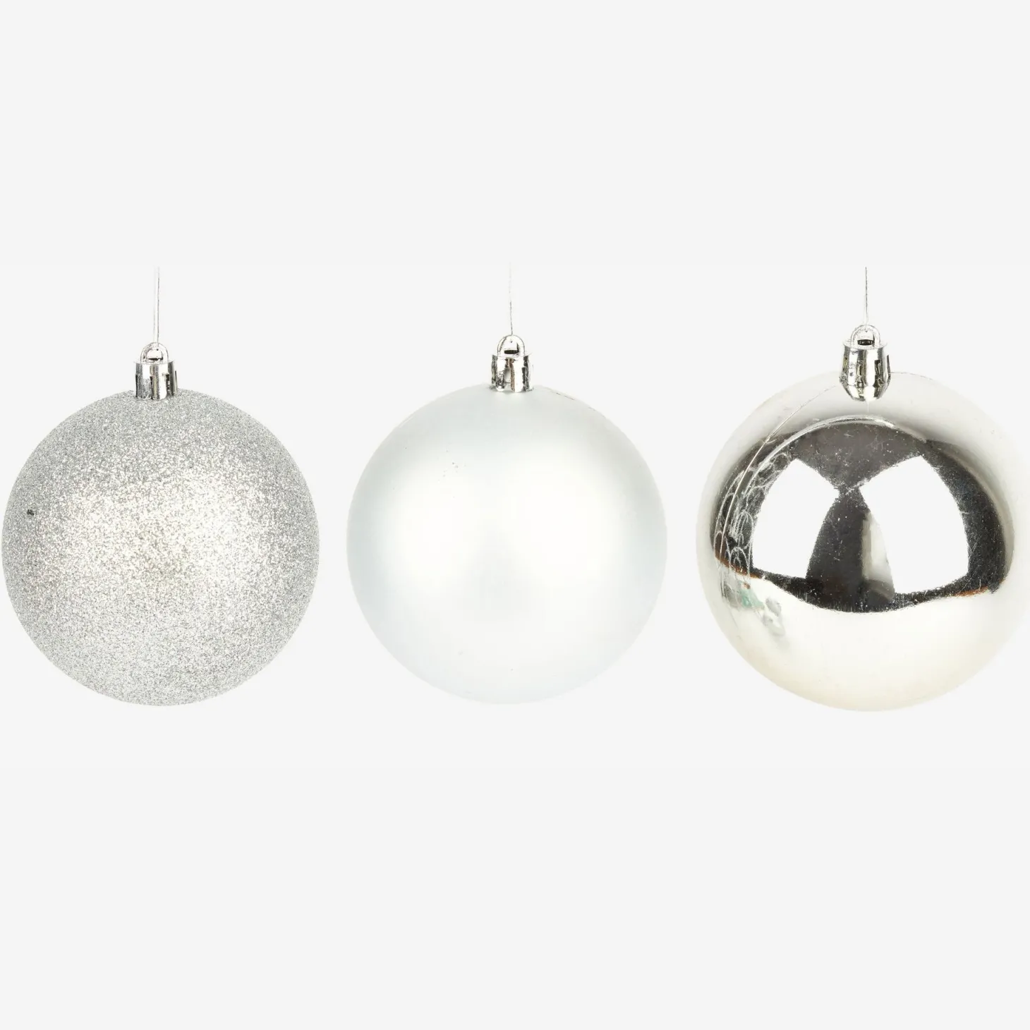 Set de 6 bolas decorativas plateadas Ø8cm