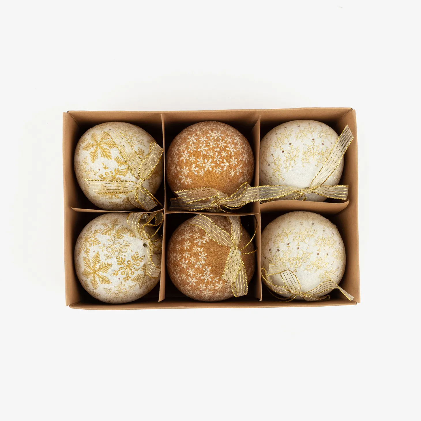 Set de 6 bolas decorativas doradas Ø7,5cm